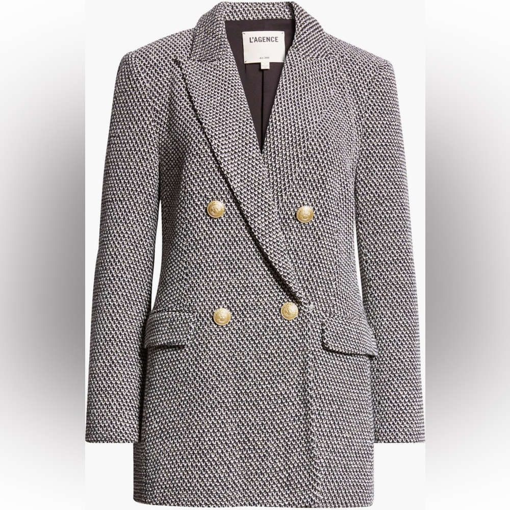 NEW L’agence Riva Double Breasted Knit Blazer - Picture 7 of 15